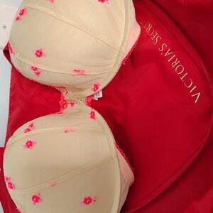 Victoria's Secret Beige and Pink Floral Bra, Never Used, Size 38D